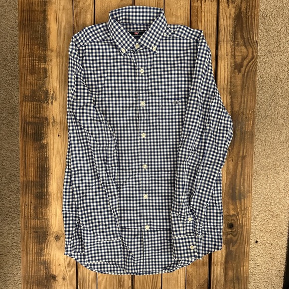 Vineyard Vines Other - Vineyard Vines Performance Classic Fit Tucker Shirt Mens Small Navy Gingham